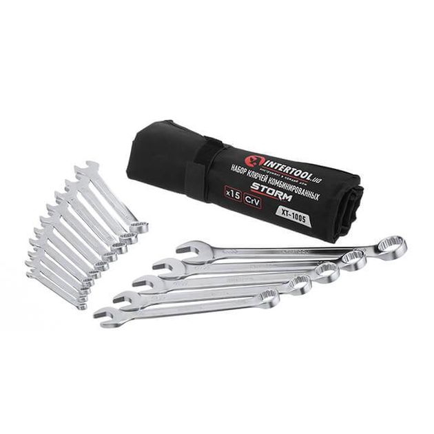 Набор ключей комбинированных 15шт., 6-22 мм, Cr-V, чехол, DIN3113, STORM INTERTOOL XT-1005, фото , зображення 3 | SNABZHENIE.com.ua Набор ключей комбинированных 15шт., 6-22 мм, Cr-V, чехол, DIN3113, STORM INTERTOOL XT-1005, фото , зображення 3 | SNABZHENIE.com.ua