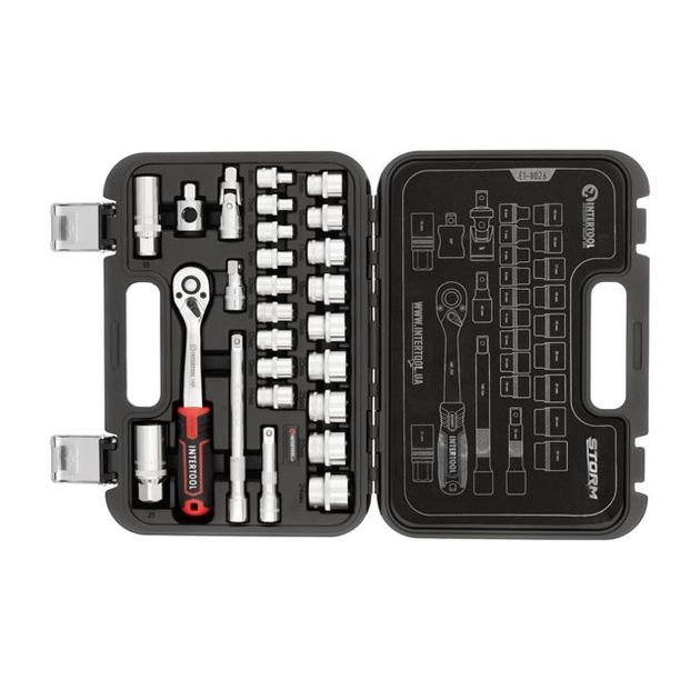 Инструментальный набор 3/8", 26 предметов, Cr-V STORM INTERTOOL ET-8026, фото , изображение 2 | SNABZHENIE.com.ua