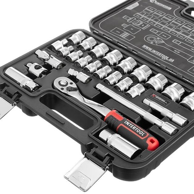 Инструментальный набор 3/8", 26 предметов, Cr-V STORM INTERTOOL ET-8026, фото , изображение 5 | SNABZHENIE.com.ua