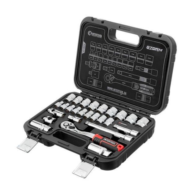Инструментальный набор 3/8", 26 предметов, Cr-V STORM INTERTOOL ET-8026, фото  | SNABZHENIE.com.ua