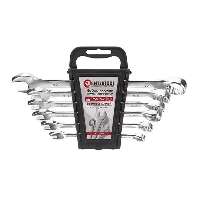 Набор ключей комбинированных 6 шт., 8-17 мм Cr-V INTERTOOL HT-1201, фото  | SNABZHENIE.com.ua