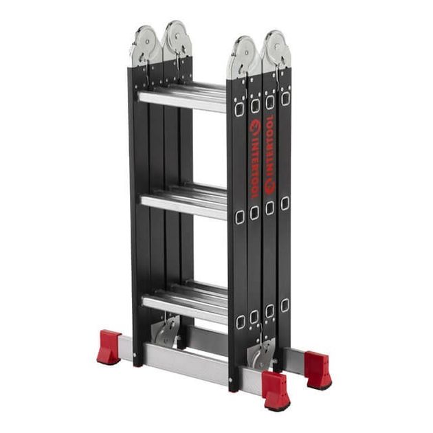 Лестниця мультифункціональна трансформер 4х3 ступені, стальний профіль, 3380 мм, 150 кг INTERTOOL LT-0023, фото , зображення 9 | SNABZHENIE.com.ua Лестниця мультифункціональна трансформер 4х3 ступені, стальний профіль, 3380 мм, 150 кг INTERTOOL LT-0023, фото , зображення 9 | SNABZHENIE.com.ua