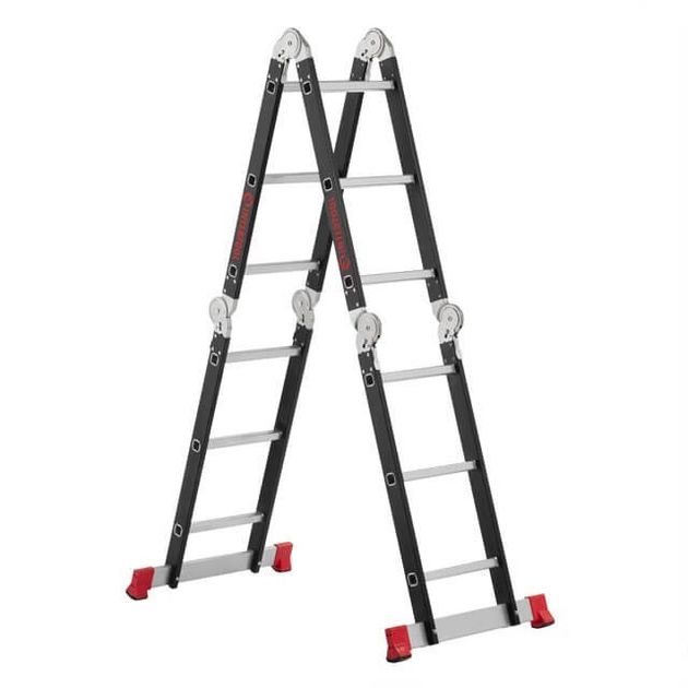 Лестница трансформер 4х3, стальной профиль, 3380мм, 150 кг INTERTOOL, фото  | SNABZHENIE.com.ua