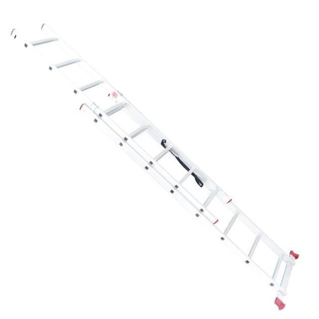 Лестниця алюмінієва 2-х секційна універсальна розкладна 2x8 ступ. 3,69 м INTERTOOL LT-0208, фото , зображення 3 | SNABZHENIE.com.ua