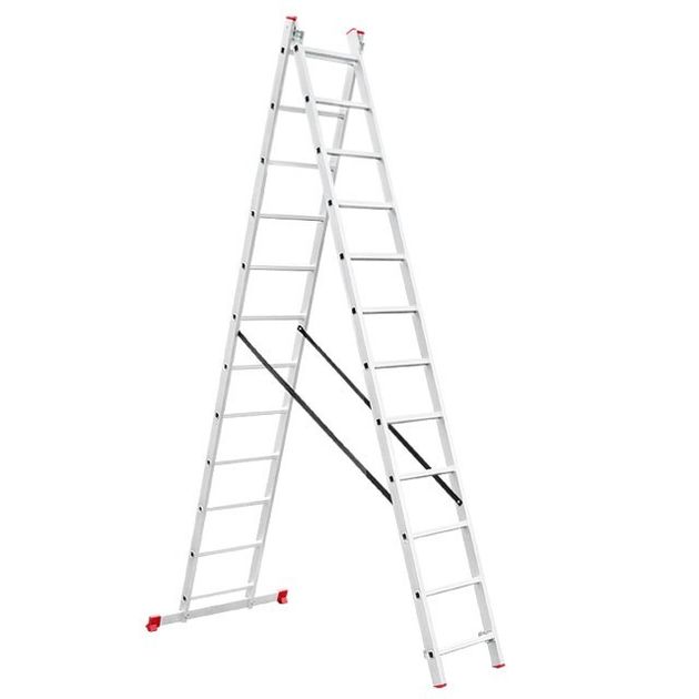 Лестница алюминиевая 2-секционная 2x12 ступеней INTERTOOL LT-0212, фото  | SNABZHENIE.com.ua