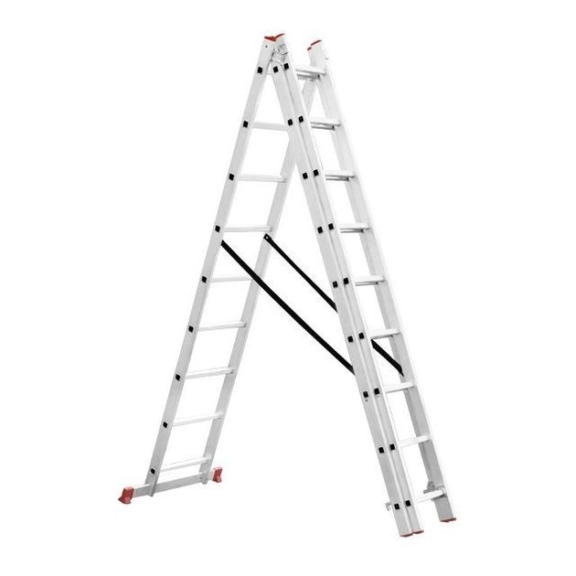 Лестница алюминиевая 3-секционная 3x9 ступеней 5,93 м INTERTOOL, фото  | SNABZHENIE.com.ua