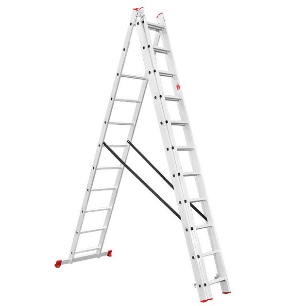 Лестница алюминиевая 3-секционная 3x11 ступеней 6.7м INTERTOOL LT-0311, фото  | SNABZHENIE.com.ua