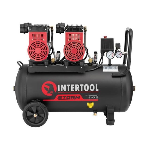 Компрессор INTERTOOL PT-0027, 50 л, 2x1.1 кВт, 8 атм, безмасляный, фото  | SNABZHENIE.com.ua