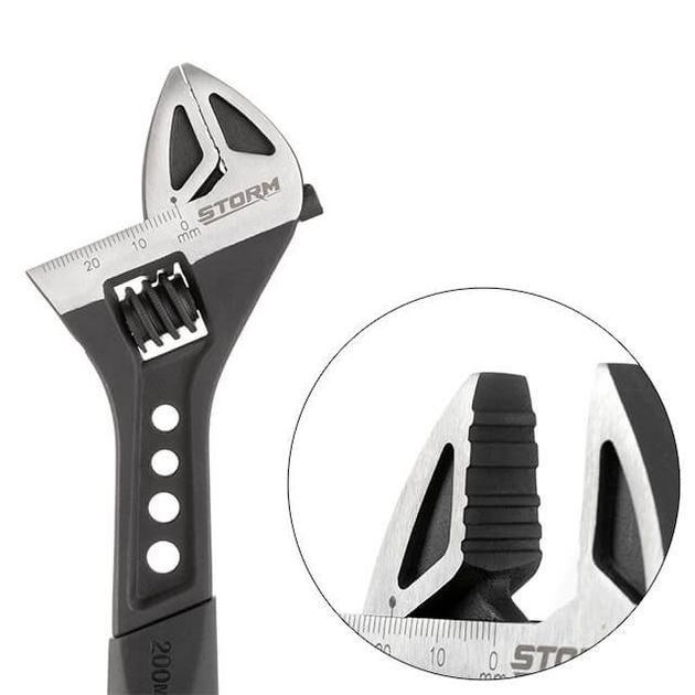 Ключ разводной 200 мм кованный, рукоятка TPR, HRC 40~50, Cr-V STORM INTERTOOL XT-0075, фото , зображення 3 | SNABZHENIE.com.ua Ключ разводной 200 мм кованный, рукоятка TPR, HRC 40~50, Cr-V STORM INTERTOOL XT-0075, фото , зображення 3 | SNABZHENIE.com.ua