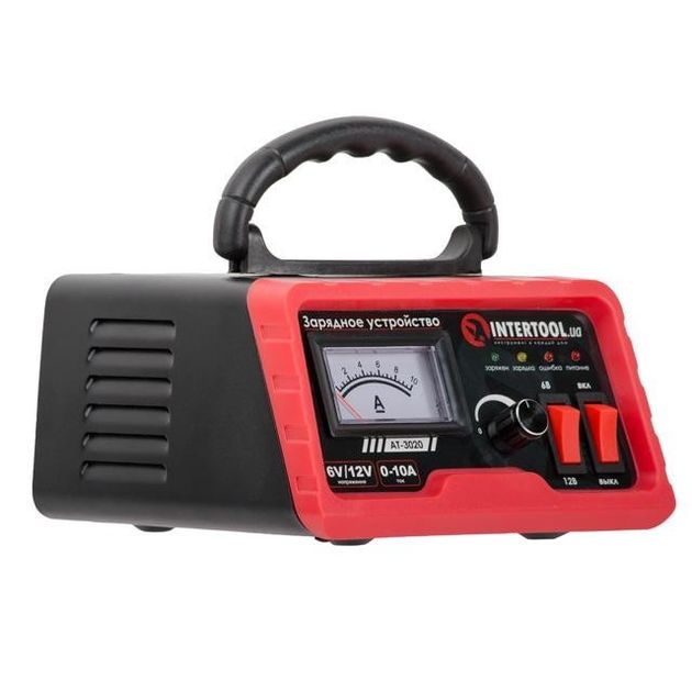 Зарядное устройство INTERTOOL AT-3020 для АКБ 6/12 В, 0-10 А, 6-120 Ач, фото , изображение 3 | SNABZHENIE.com.ua