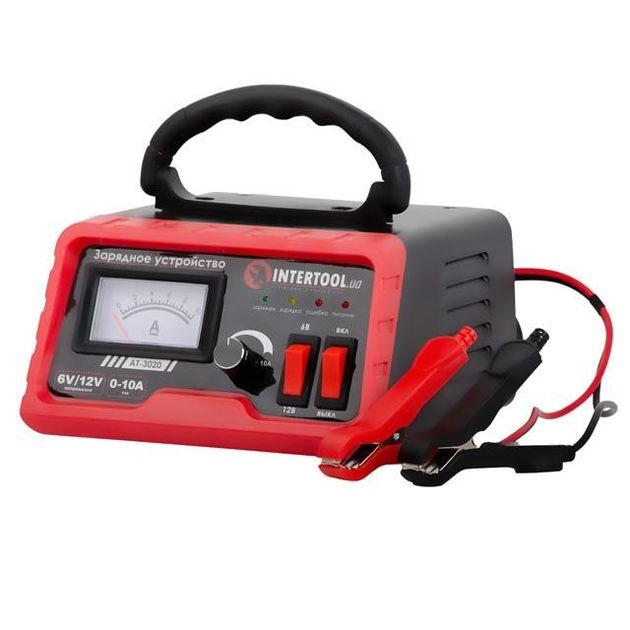 Зарядное устройство INTERTOOL AT-3020 для АКБ 6/12 В, 0-10 А, 6-120 Ач, фото , изображение 5 | SNABZHENIE.com.ua
