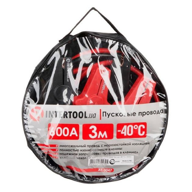 Пусковые провода INTERTOOL AT-3047 600А, 3м, до -40°C, чехол, фото , изображение 4 | SNABZHENIE.com.ua
