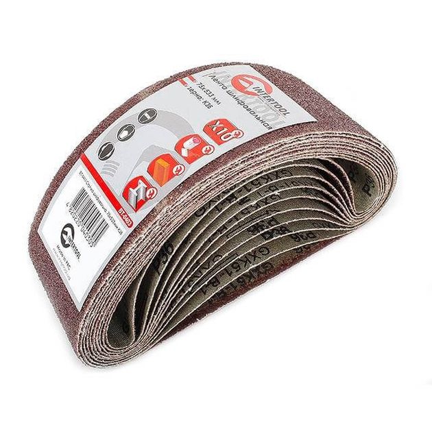 Лента шліфувальна 75x533 мм, зерно 36, уп. 10 шт. INTERTOOL BT-0403, фото  | SNABZHENIE.com.ua