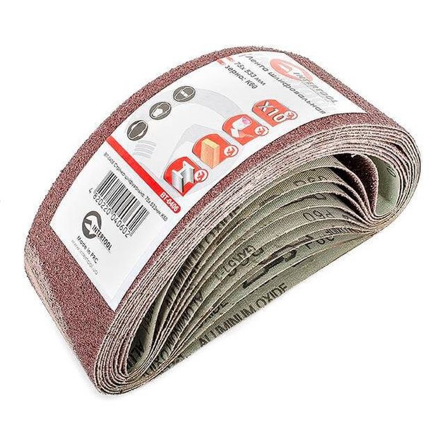 Шлифовальная лента 75x533 мм, зерно 60, упак. 10 шт. INTERTOOL, фото  | SNABZHENIE.com.ua