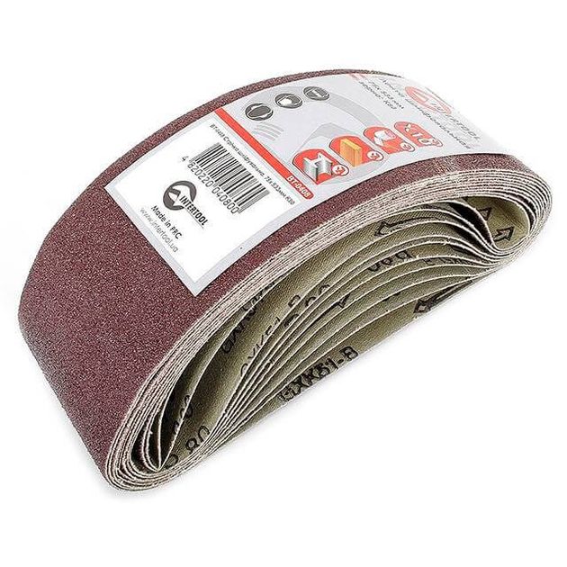 Шлифовальная лента 75x533 мм, зерно 80, упак. 10 шт. INTERTOOL, фото  | SNABZHENIE.com.ua