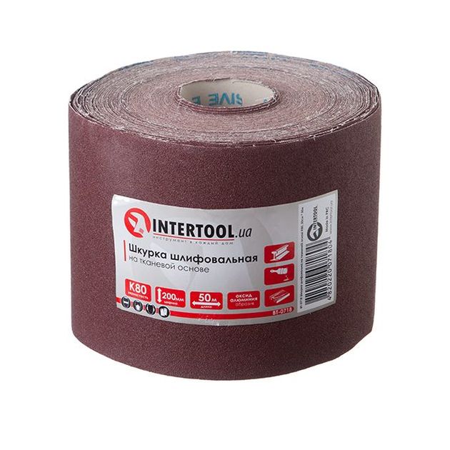 Шлифовальная шкурка К80, 20 см x 50 м INTERTOOL BT-0718, фото , изображение 2 | SNABZHENIE.com.ua