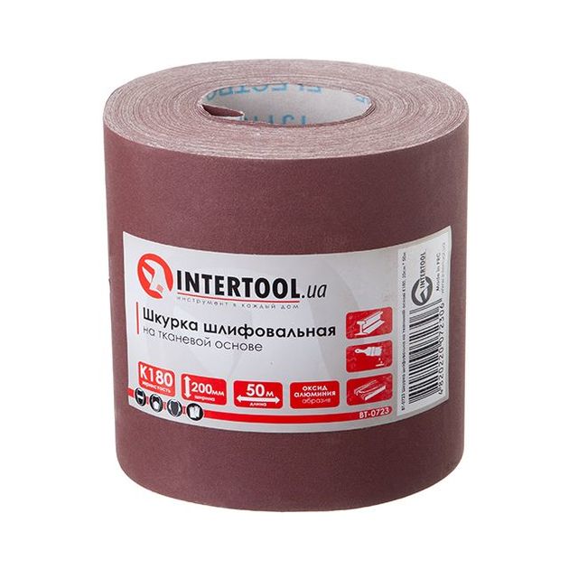 Шлифовальная шкурка К180, 20 см x 50 м INTERTOOL BT-0723, фото , изображение 2 | SNABZHENIE.com.ua Шлифовальная шкурка К180, 20 см x 50 м INTERTOOL BT-0723, фото , изображение 2 | SNABZHENIE.com.ua