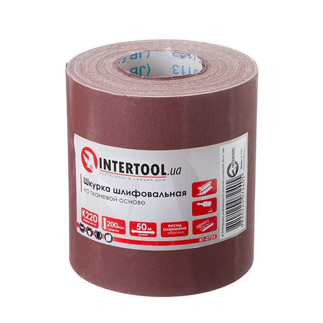 Шлифовальная шкурка К220, 20 см x 50 м INTERTOOL BT-0724, фото , изображение 2 | SNABZHENIE.com.ua Шлифовальная шкурка К220, 20 см x 50 м INTERTOOL BT-0724, фото , изображение 2 | SNABZHENIE.com.ua
