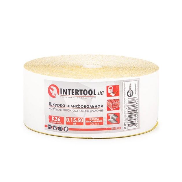 Шлифовальная шкурка К36, 115 мм * 50 м INTERTOOL BT-0813, фото  | SNABZHENIE.com.ua