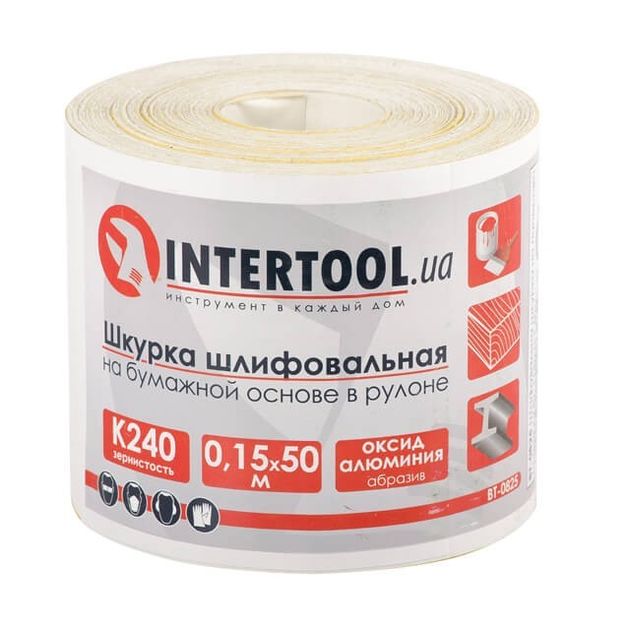 Шлифовальная шкурка К240, 115 мм * 50 м INTERTOOL BT-0825, фото  | SNABZHENIE.com.ua
