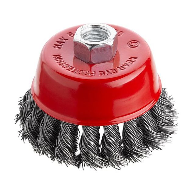 Чашечная щетка 75 мм для УШМ, М14, витая проволока INTERTOOL BT-2075, фото  | SNABZHENIE.com.ua