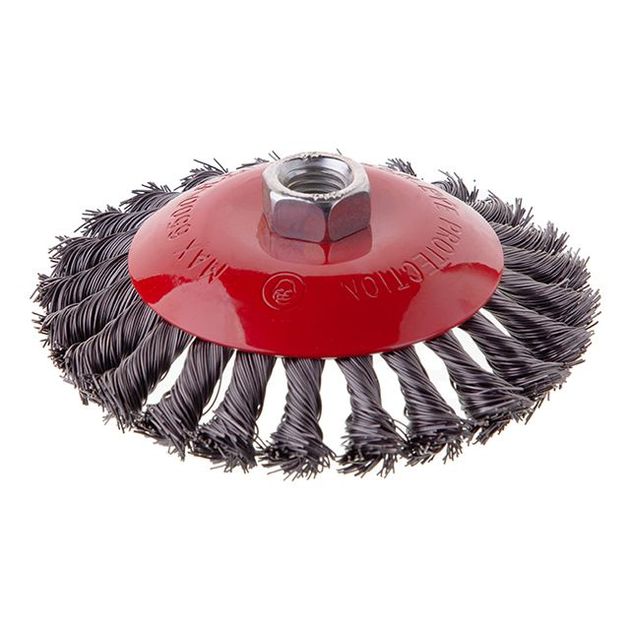 Щетка конусная 125 мм для УШМ, М14, витая проволока INTERTOOL BT-4125, фото  | SNABZHENIE.com.ua