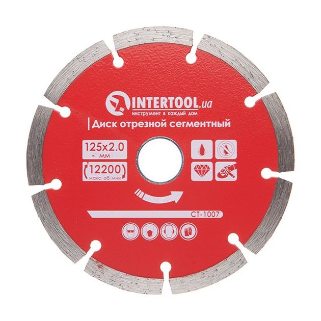 Отрезной сегментный алмазный диск, 125 мм, 22-24% INTERTOOL CT-1007, фото  | SNABZHENIE.com.ua