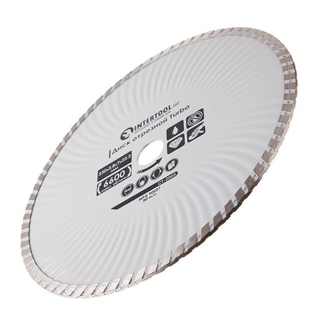 Диск отрезной алмазный TURBO по камню 230 мм INTERTOOL CT-2005, фото , изображение 3 | SNABZHENIE.com.ua