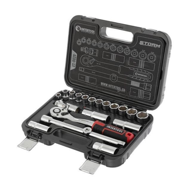 Набор инструментов 20 ед. STORM 1/2" Cr-V INTERTOOL ET-8020, фото  | SNABZHENIE.com.ua