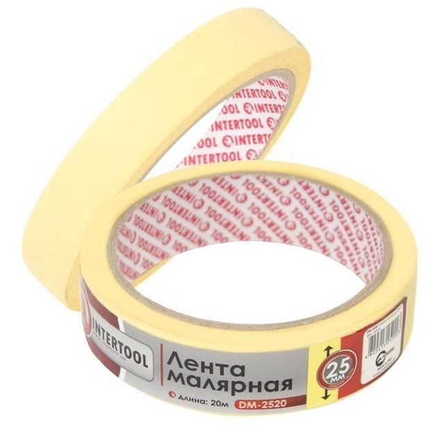 Малярная лента INTERTOOL DM-2520 желтая, 25мм, 20м, фото  | SNABZHENIE.com.ua