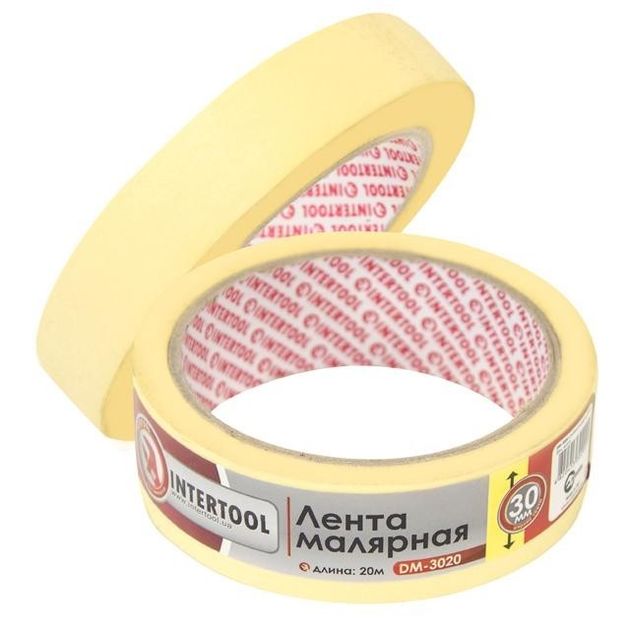Лента малярная INTERTOOL DM-3020, 30мм, 20м, желтая, фото  | SNABZHENIE.com.ua