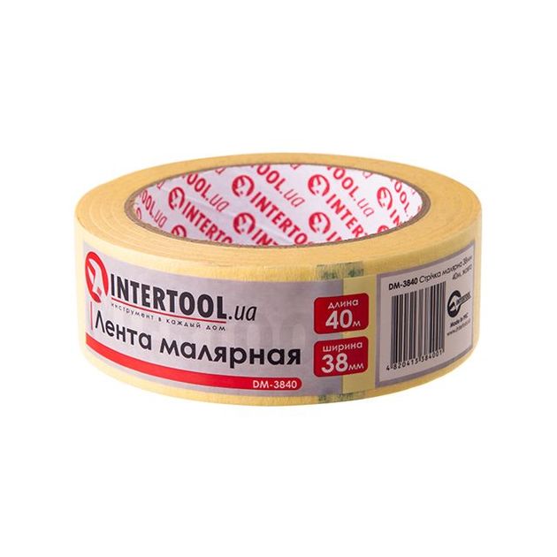 Малярная лента 38мм, 40м, желтая INTERTOOL DM-3840, фото  | SNABZHENIE.com.ua