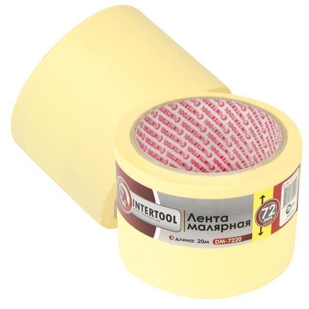Малярная лента INTERTOOL 72мм, 20м, желтая DM-7220, фото  | SNABZHENIE.com.ua