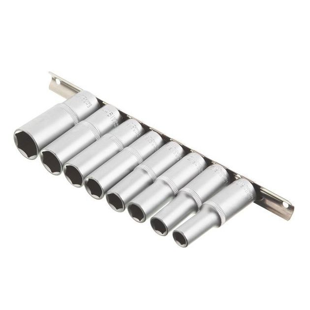 Набор удлиненных головок на планке 10-22, 1/2", 8 ед. INTERTOOL ET-6009, фото , зображення 2 | SNABZHENIE.com.ua