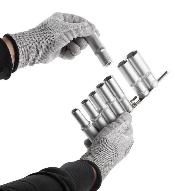 Набор удлиненных головок на планке 10-22, 1/2", 8 ед. INTERTOOL ET-6009, фото , зображення 4 | SNABZHENIE.com.ua