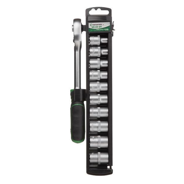 Набор головок 1/2" 10 шт. с трещоткой INTERTOOL ET-6013, фото  | SNABZHENIE.com.ua