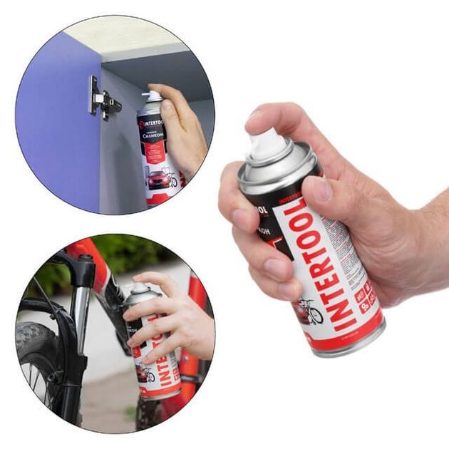 Силиконовая смазка, аэрозоль 200 мл INTERTOOL FS-6020, фото , изображение 4 | SNABZHENIE.com.ua Силиконовая смазка, аэрозоль 200 мл INTERTOOL FS-6020, фото , изображение 4 | SNABZHENIE.com.ua