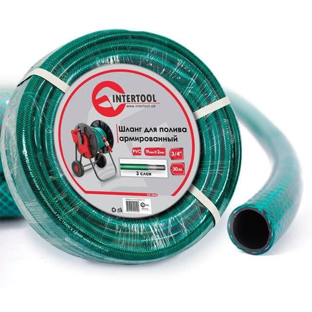 Шланг поливочный 3-х слойный 3/4", 30 м, армированный PVC INTERTOOL, фото  | SNABZHENIE.com.ua