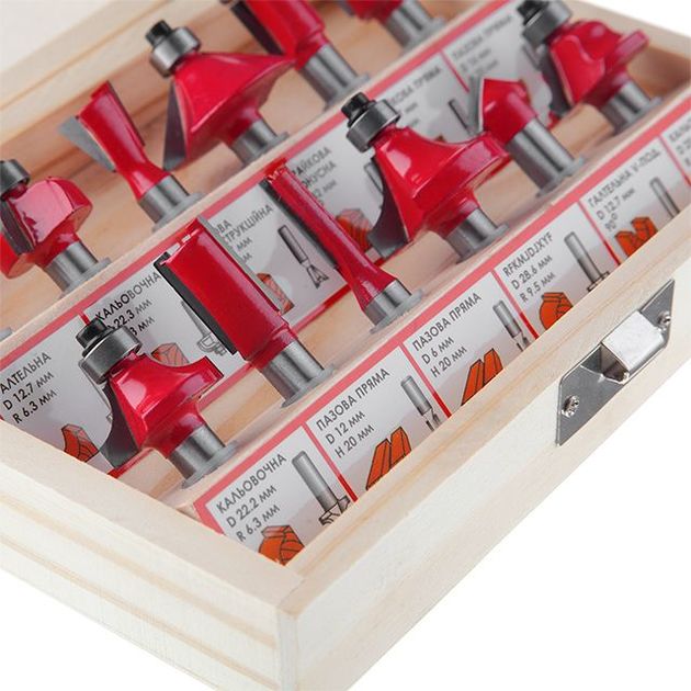 Набір фрез по дереву 12 ед INTERTOOL HT-0071, фото , зображення 3 | SNABZHENIE.com.ua Набір фрез по дереву 12 ед INTERTOOL HT-0071, фото , зображення 3 | SNABZHENIE.com.ua