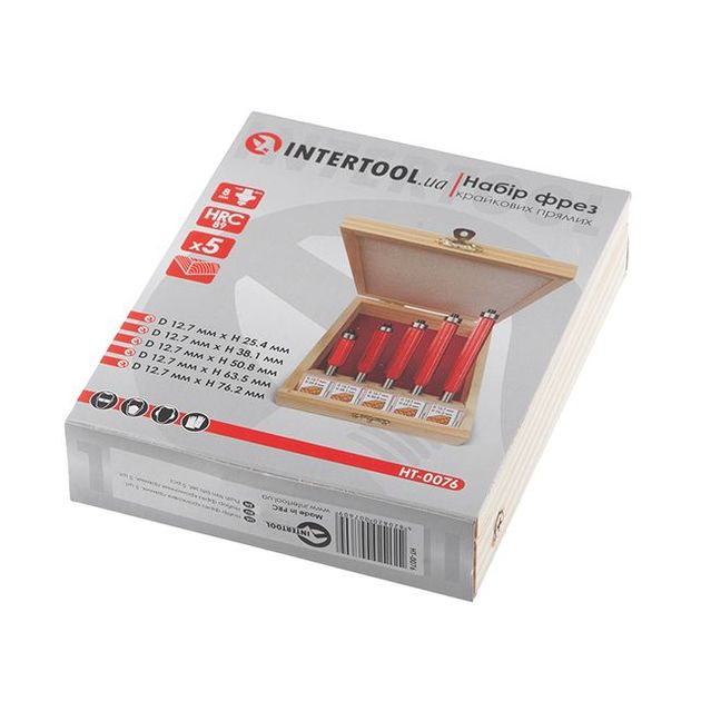 Набор кромочных фрез, 5 шт. INTERTOOL HT-0076, фото , изображение 7 | SNABZHENIE.com.ua