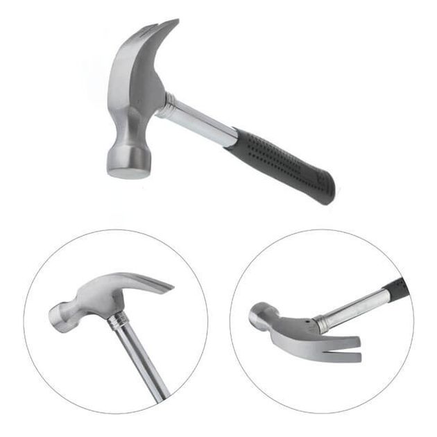 Молоток столярный 450г с гвоздодером и металлической ручкой INTERTOOL, фото , изображение 4 | SNABZHENIE.com.ua