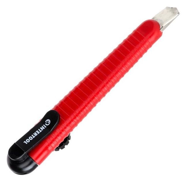 Нож сегментный 9мм с металлической направляющей INTERTOOL HT-0511, фото , изображение 4 | SNABZHENIE.com.ua Нож сегментный 9мм с металлической направляющей INTERTOOL HT-0511, фото , изображение 4 | SNABZHENIE.com.ua