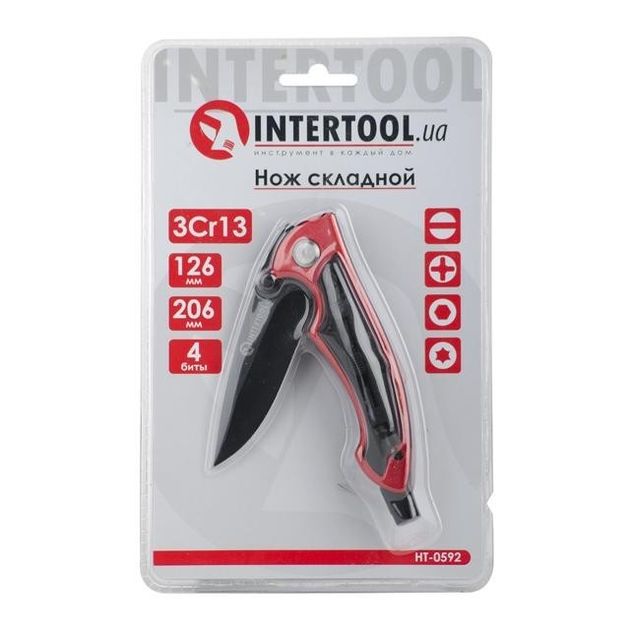 Складной нож 206 мм, алюминиевая ручка, 4 насадки INTERTOOL HT-0592, фото , изображение 7 | SNABZHENIE.com.ua Складной нож 206 мм, алюминиевая ручка, 4 насадки INTERTOOL HT-0592, фото , изображение 7 | SNABZHENIE.com.ua