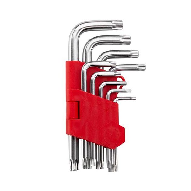 Набор Г-образных ключей TORX с отверстием 9 шт, Т10-Т50, Cr-V INTERTOOL HT-0604, фото , зображення 2 | SNABZHENIE.com.ua Набор Г-образных ключей TORX с отверстием 9 шт, Т10-Т50, Cr-V INTERTOOL HT-0604, фото , зображення 2 | SNABZHENIE.com.ua