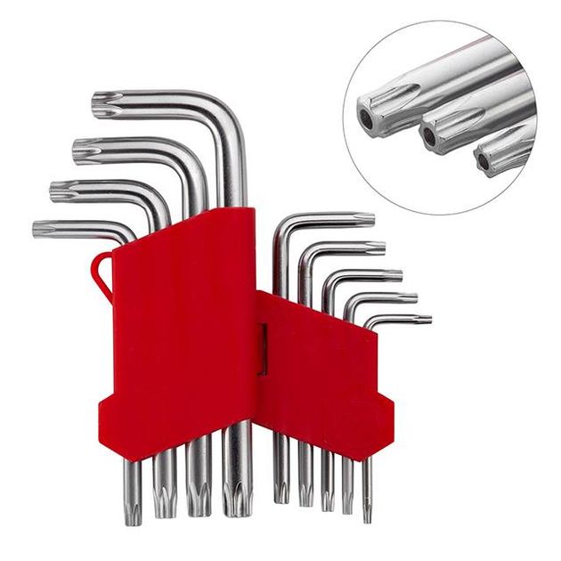 Набор Г-образных TORX ключей 9 шт, T10-T50, Cr-V INTERTOOL HT-0604, фото  | SNABZHENIE.com.ua