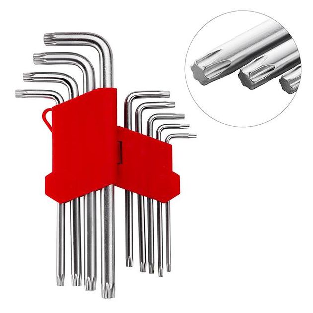 Набор Г-образных ключей TORX 9 шт, T10-T50, Cr-V, INTERTOOL HT-0608, фото  | SNABZHENIE.com.ua