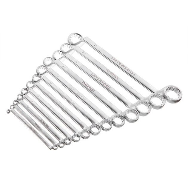 Набір накидних ключів 12 шт., 6-32 мм, Cr-V INTERTOOL HT-1103, фото , зображення 3 | SNABZHENIE.com.ua Набір накидних ключів 12 шт., 6-32 мм, Cr-V INTERTOOL HT-1103, фото , зображення 3 | SNABZHENIE.com.ua