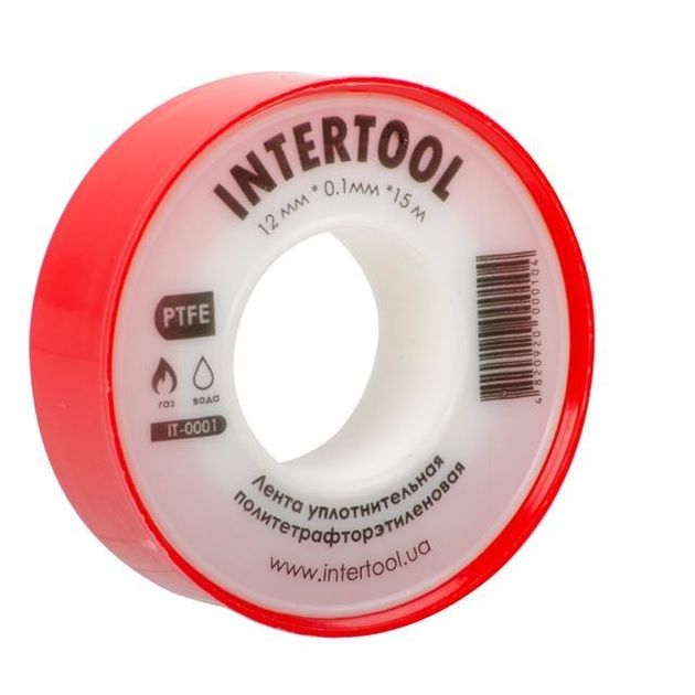 Тефлоновая лента ФУМ 15 м х 0,1 мм INTERTOOL IT-0001, фото , изображение 2 | SNABZHENIE.com.ua Тефлоновая лента ФУМ 15 м х 0,1 мм INTERTOOL IT-0001, фото , изображение 2 | SNABZHENIE.com.ua