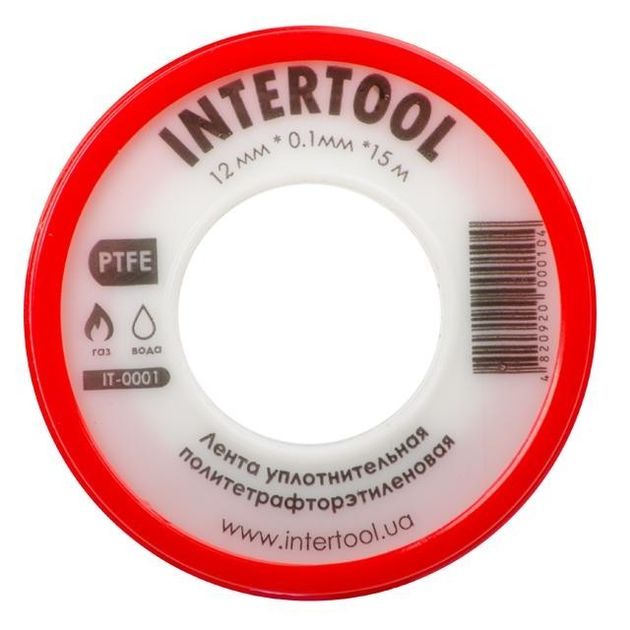 Тефлоновая лента ФУМ 15 м х 0,1 мм INTERTOOL IT-0001, фото  | SNABZHENIE.com.ua
