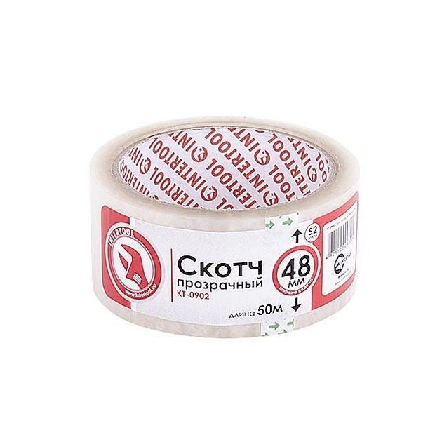 Прозрачный скотч 48мм*50м INTERTOOL KT-0902, 52мкм, фото  | SNABZHENIE.com.ua